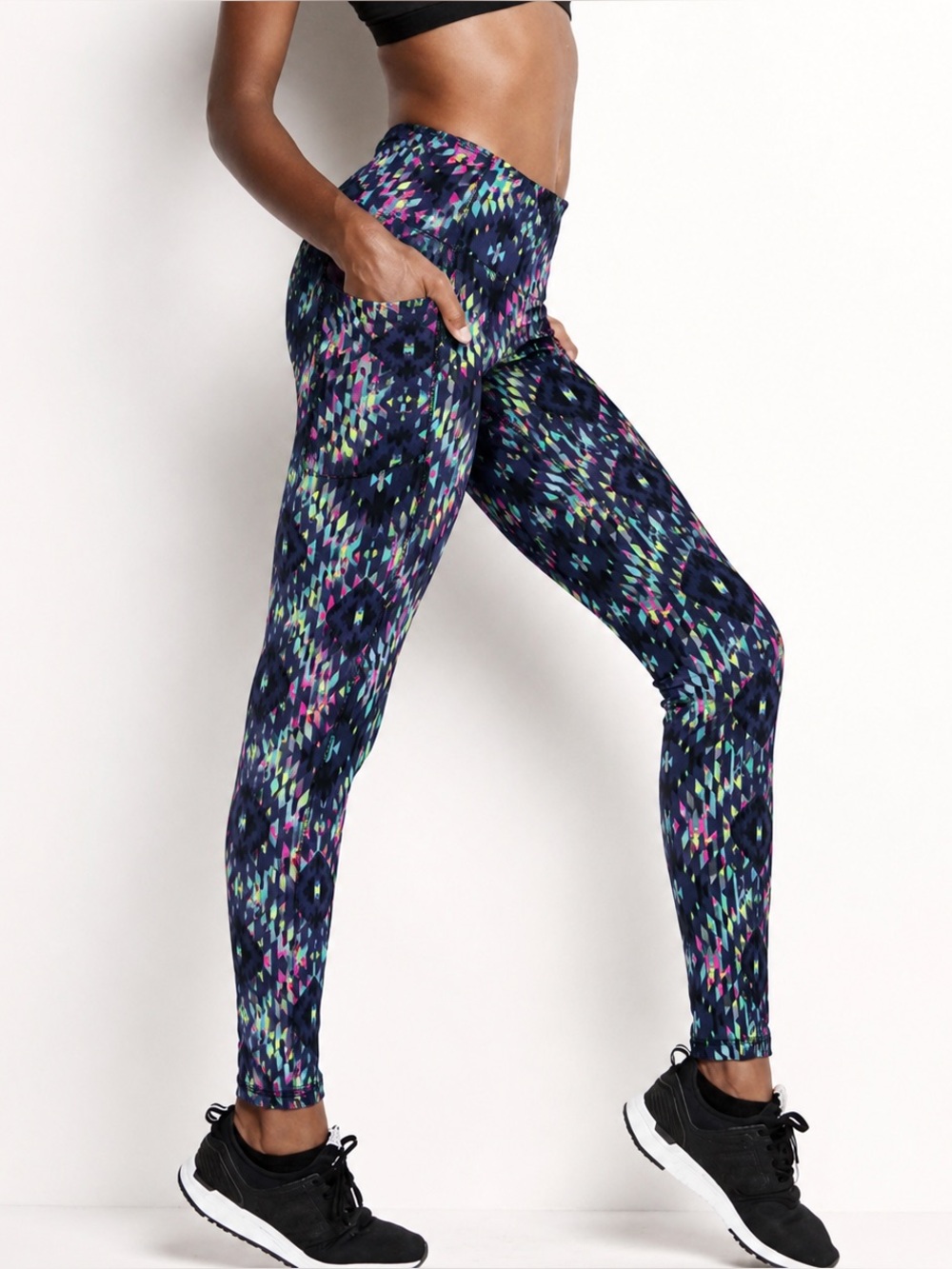 Victoria's Secret VSX Sport Athletic Leggings Colorful Neon Aztec Print Size XS